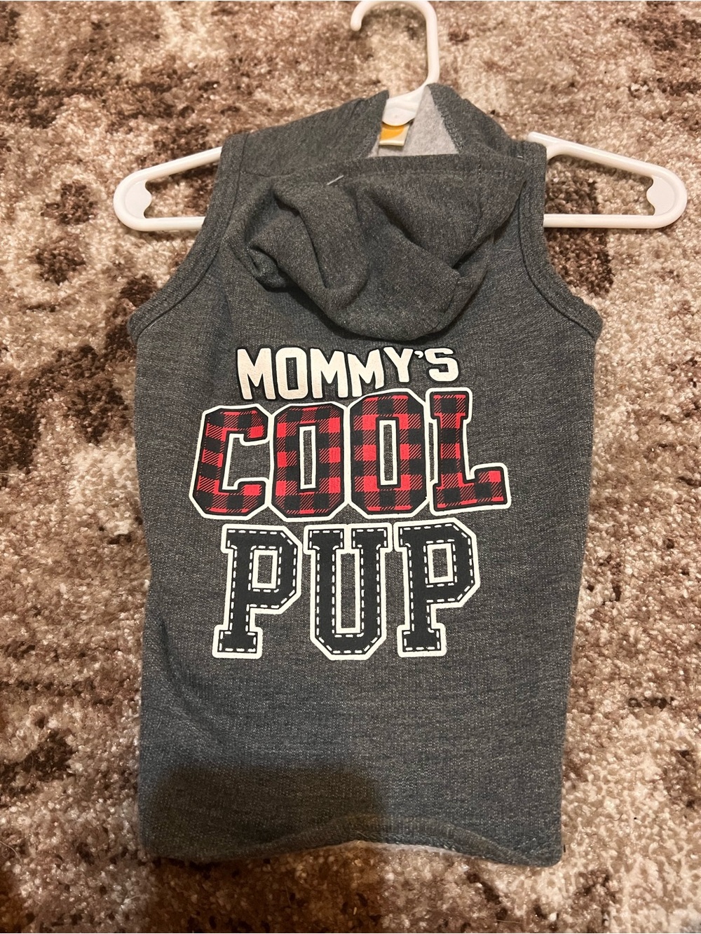 Kids' Gray Hooded Tank Top - Mommy's Cool Pup